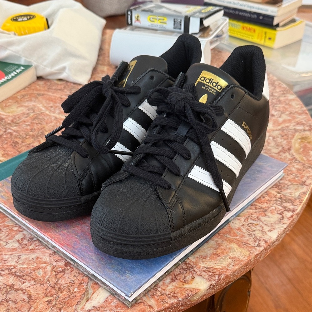 Adidas Superstar Black Sneakers with White Stripes